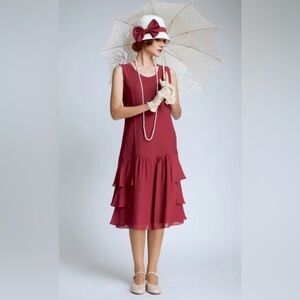 Custom made flapper dress by La Vie Delight. Size XL No tags Color Wine